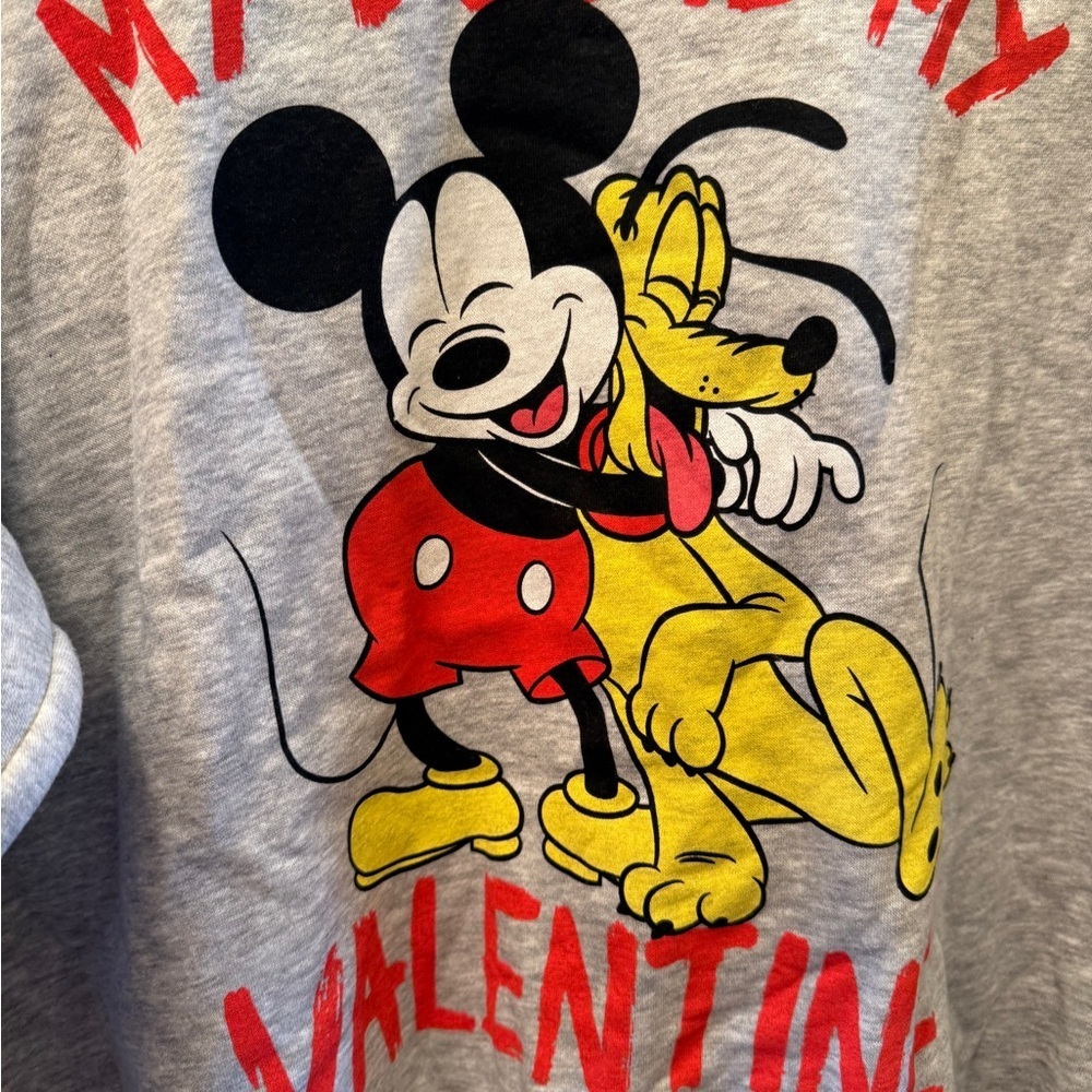 Disney Mickey Mouse snd Pluto Gray Crewneck Sweatshirt My Dog is my Valentine L - Picture 5 of 13